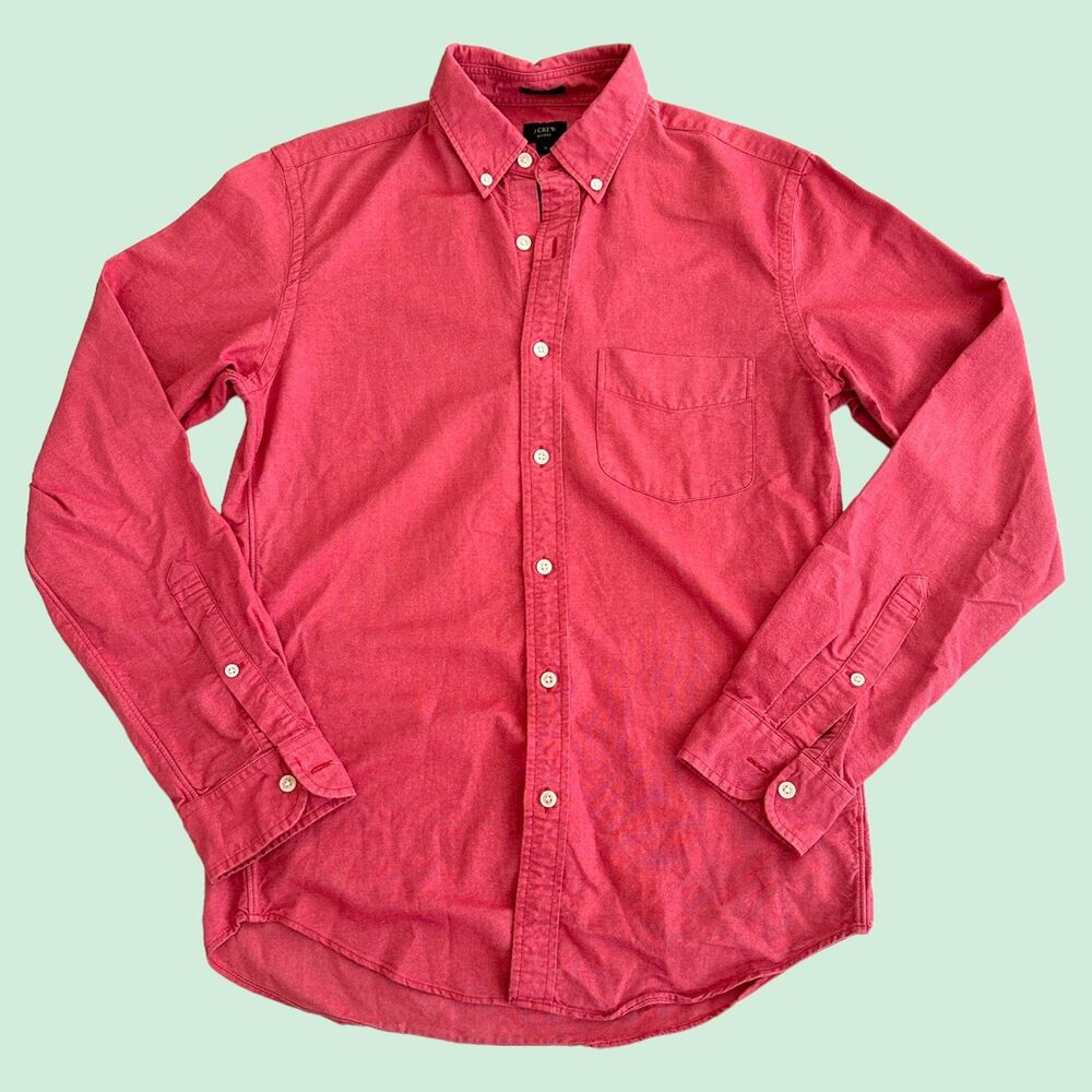 J.Crew Men’s Oxford Long Sleeve Slim Fit Shirt - Size Small - Shiny Red